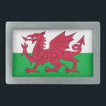 Hebilla Rectangular bandera de Gales<br><div class="desc">Bandera de Gales. La bandera de Gales (galés: Baner Cymru o Y Ddraig Goch, que significa "El Dragón Rojo") consiste en un pasante de dragón rojo en un campo verde y blanco. Como sucede con muchas cargas heráldicas, la representación exacta del dragón no está estandarizada y existen muchas representaciones. Fue...</div>