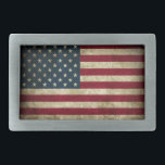 Hebilla Rectangular Bandera estadounidense angustiada<br><div class="desc">Bandera estadounidense angustiada Hebillas de cinturón patriótico.</div>