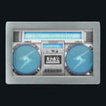 Hebilla Rectangular Buzón azul<br><div class="desc">Hola,  este diseño representa un boombox azul y silenciado,  muy vieja escuela y swaging,  este divertido y muy fresco diseño está hecho para usted!</div>
