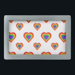 Hebilla Rectangular Corazón arcoiris<br><div class="desc">Patrón cardíaco arcoiris. Diseño exclusivo.</div>
