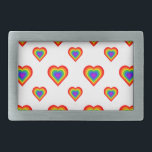 Hebilla Rectangular Corazón arcoiris<br><div class="desc">Patrón cardíaco arcoiris. Diseño exclusivo.</div>
