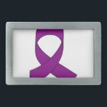 Hebilla Rectangular Dibujo de cinta morada<br><div class="desc">Un simple dibujo de una cinta morada. Símbolo de conciencia. Un diseño para una causa.</div>