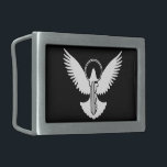 Hebilla Rectangular Dove con clave<br><div class="desc">Paloma voladora con un icono de clave simple.</div>