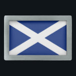 Hebilla Rectangular Escocia<br><div class="desc">Este diseño muestra la bandera de Escocia, la ensalada escocesa, en azul patriótico y blanco.</div>