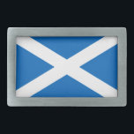 Hebilla Rectangular Escocia - Bandera escocesa<br><div class="desc">Bandera nacional de Escocia La bandera escocesa está formada por una cruz blanca, o salada, con un fondo azul. También se le conoce como la Cruz de San Andrés, o simplemente el Saltire. La bandera está en uso desde el siglo XVI, y es la bandera soberana más antigua del mundo....</div>
