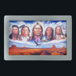 Hebilla Rectangular jefes indígenas de américa nativa<br><div class="desc">Famosos indios nativos americanos</div>