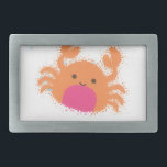 Hebilla Rectangular Naranja Personalizado Cangrejo<br><div class="desc">Un lindo cangrejo personalizado naranja. Efecto textura aplicado a la imagen.</div>