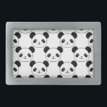 Hebilla Rectangular Patrón Kawaii Panda En Blanco Y Negro<br><div class="desc">Un lindo oso panda al estilo personalizado. Diseño original de patrones kawaii.</div>
