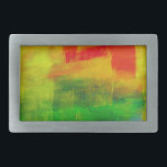 Hebilla Rectangular Pintura abstracta<br><div class="desc">Pintura abstracta en rojo,  verde y amarillo</div>