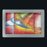 Hebilla Rectangular pintura abstracta de color rojo amarillo azul<br><div class="desc">Pintado abstracto de color azul verde amarillo rojo</div>
