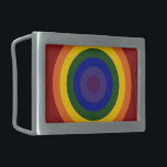 Hebilla Rectangular Rainbow Bullseye<br><div class="desc">Los círculos concéntricos forman un toro de color arcoiris. El círculo más alejado es el rojo, seguido por el naranja, el amarillo, el verde, el azul, el añil y el final con el violeta en el centro. ¡Celebren su orgullo LGBT o su amor por los arcos azules! Imagen de 7500...</div>