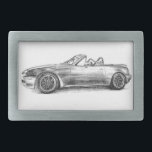 Hebilla Rectangular Sombra de plata MX5<br><div class="desc">Dibujo de lápiz de un MX5 modificado Miata</div>