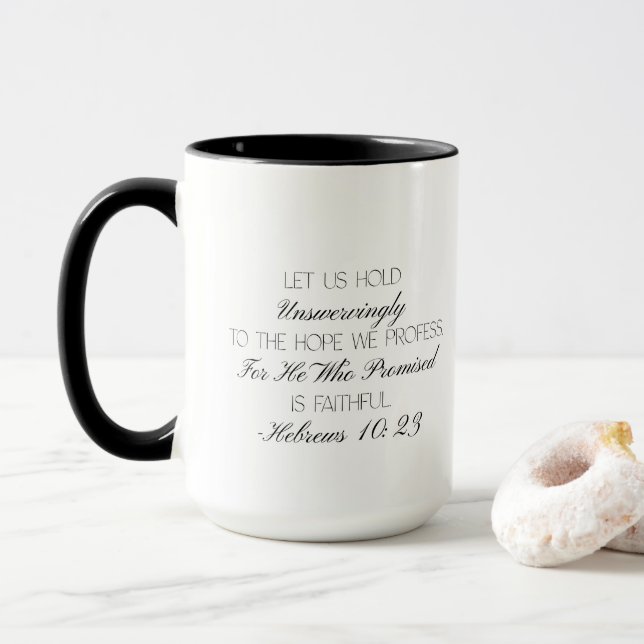 Hebreos 10:23 Taza con Versículo Bíblico de Espera (Con donut)