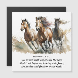 Hebreos 12:1 Biblia de caballo contra tarjeta magn