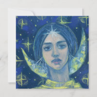 Hecate, Diosa de la Luna Pastel Pintura Fantasía A