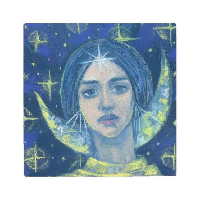 Hecate, diosa de la luna, pintura pastel, arte de  (Anverso)