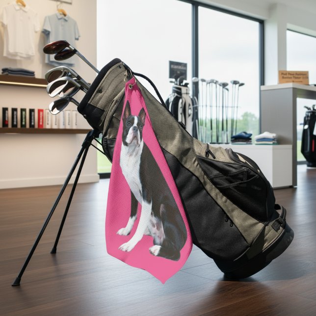 Heces rosadas: Toalla de golf Boston Terrier (Pink Paw-fection: Boston Terrier Golf Towel)