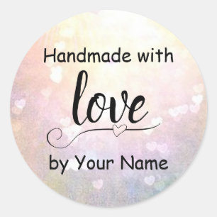 Hecha a mano con la etiqueta de corazón de amor Mo