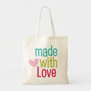 Hecha con amor lindo corazón reutilizable bolsa de