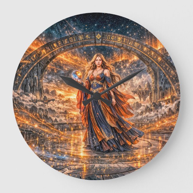Hechicera del Portal Cósmico – Reloj de Pared de F (Anverso)