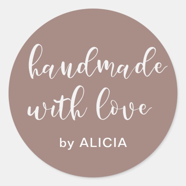 Hecho a mano con amor | Calcomanía personalizada p (Anverso)