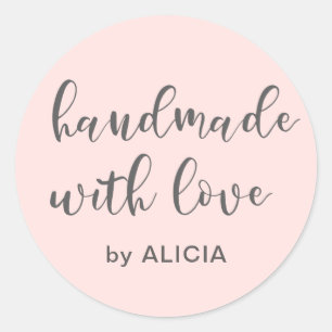 Hecho a mano con amor   Calcomanía personalizada p