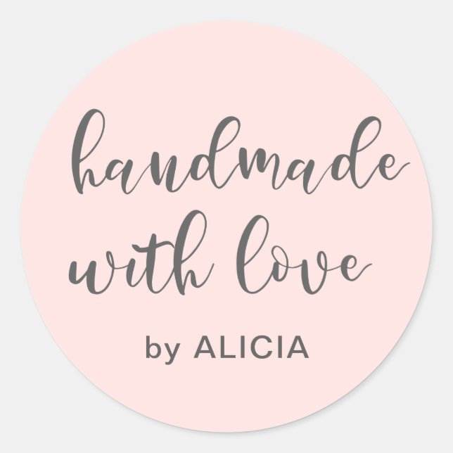 Hecho a mano con amor | Calcomanía personalizada p (Anverso)