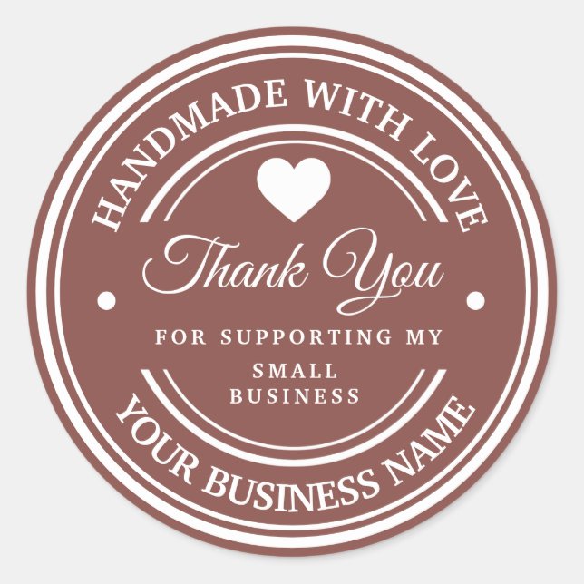 Hecho a mano con amor | gracias  pegatina redonda  (Anverso)