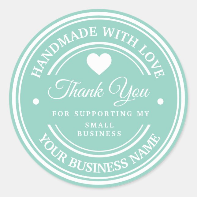 Hecho a mano con amor | gracias  pegatina redonda  (Anverso)