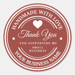 Hecho a mano con amor | gracias  pegatina redonda 