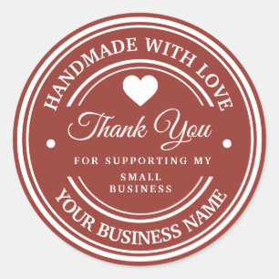 Hecho a mano con amor   gracias  pegatina redonda 