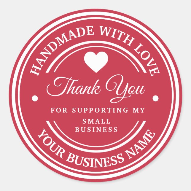 Hecho a mano con amor | gracias  pegatina redonda  (Anverso)
