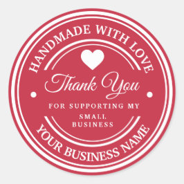 Hecho a mano con amor | gracias  pegatina redonda 