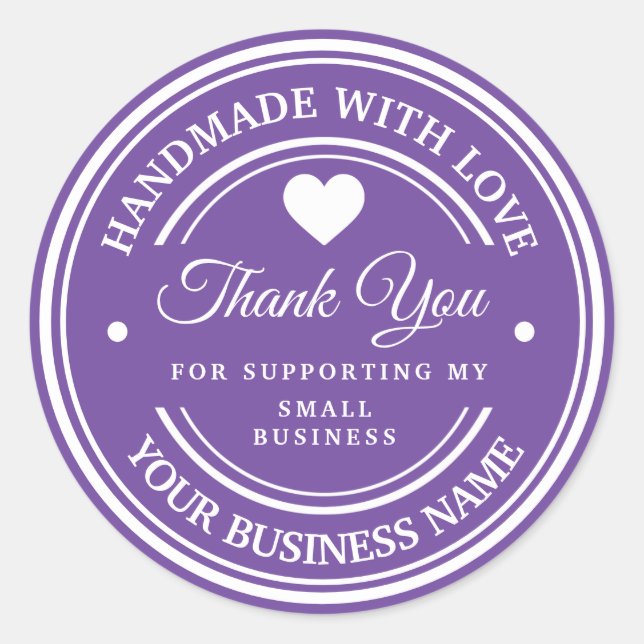 Hecho a mano con amor | gracias  pegatina redonda  (Anverso)