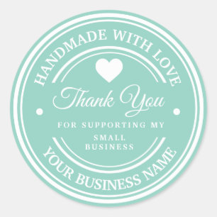 Hecho a mano con amor   gracias pegatina redonda c