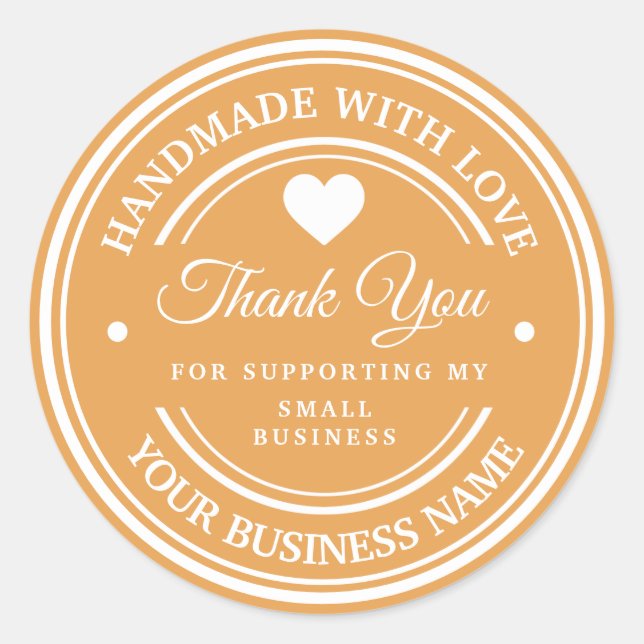 Hecho a mano con amor | gracias pegatina redonda c (Anverso)