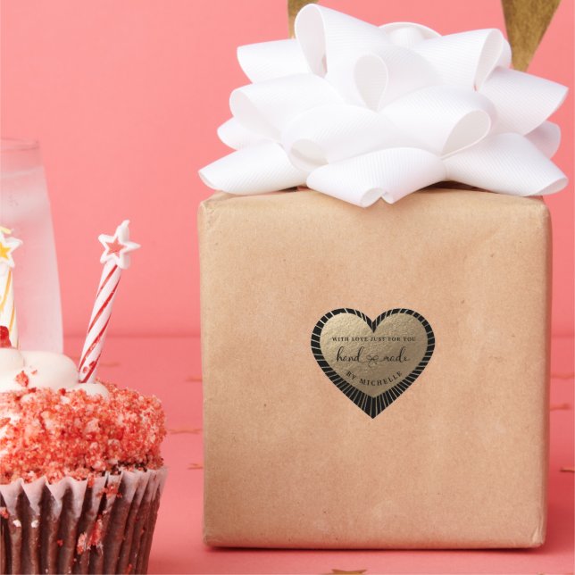 Hecho a mano con amor Pegatina del corazón del sol (Fiesta)