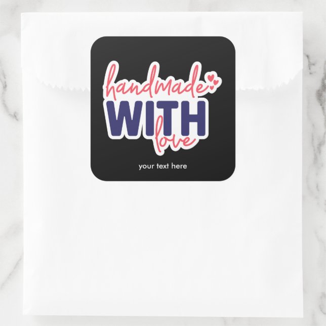 Hecho a mano con pegatina de amor (Bolso)