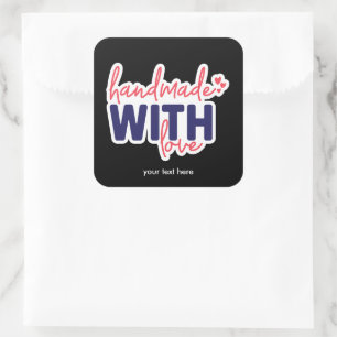 Hecho a mano con pegatina de amor