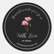 Hecho a mano con pegatina de amor para productos p