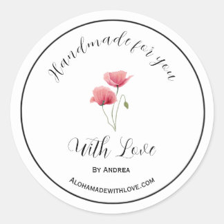 Hecho a mano con pegatina de amor para productos p