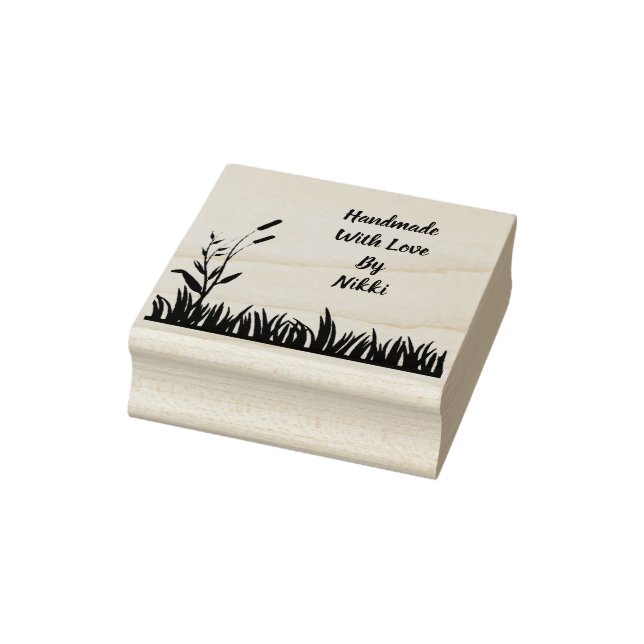 Hecho a mano con sello floral de amor (Sello)