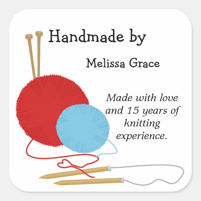Hecho a mano por Pegatinas de Knitting (Anverso)