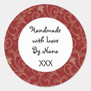 "Hecho a mano rojo" de los pegatinas del navidad