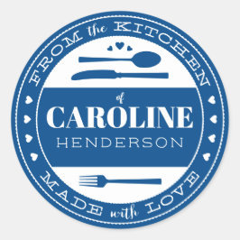 Hecho con amor Comida Regalo Pegatina azul marino