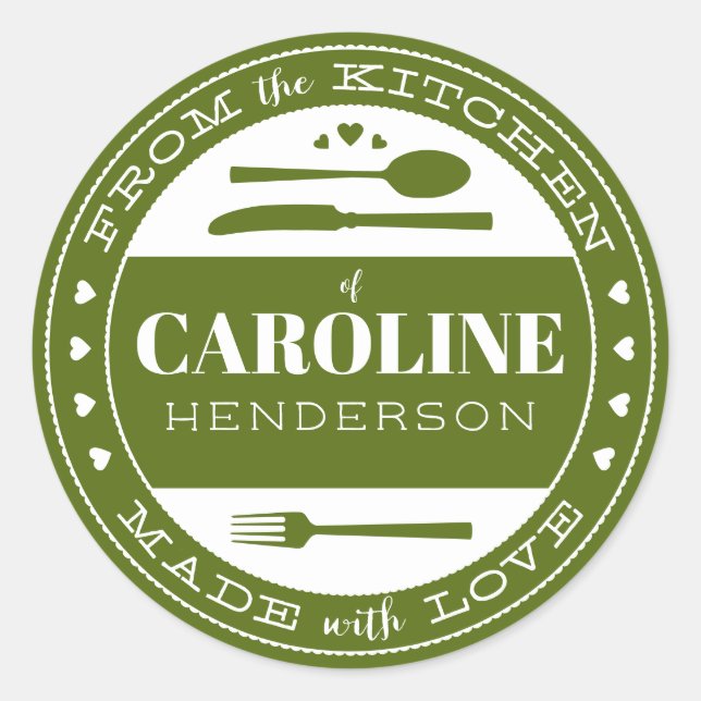 Hecho con amor Comida Regalo Pegatina bosque verde (Anverso)