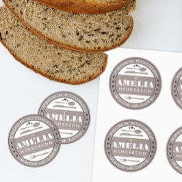 Hecho con amor Comida Regalo Pegatina kraft gris