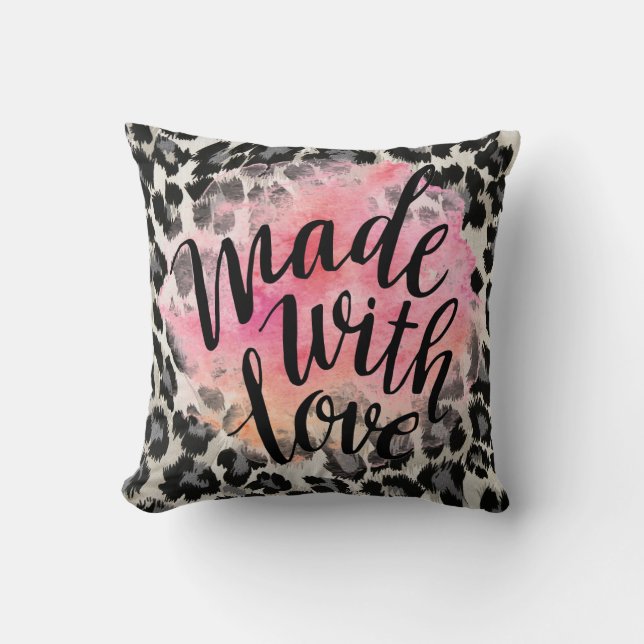 Hecho con amor Leopardo Imprimir almohada decorati (Anverso)