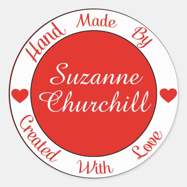 Hecho con amor - Mano hecha por - Pegatina - SRF (Anverso)