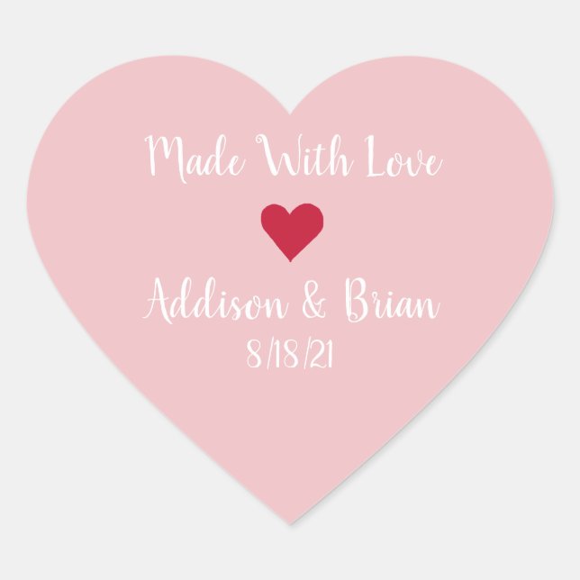 Hecho con amor Pegatina personalizado (Anverso)